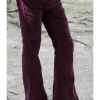 Run & Fly Mens Corduroy 70's Flare Trousers Burgundy
