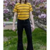 Run & Fly Mens Denim 70's Flare Trousers Black