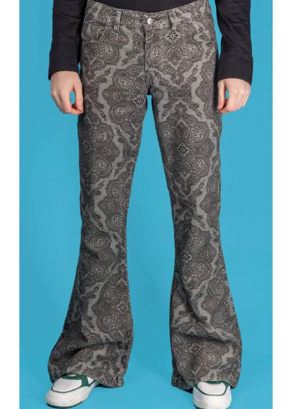 Run & Fly Mens Hendrix Corduroy 70's Flared Trousers Silver
