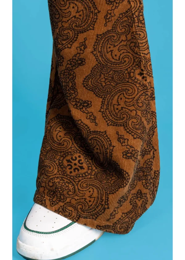 Run & Fly Mens Hendrix Corduroy 70's Flared Trousers Tobacco Brown