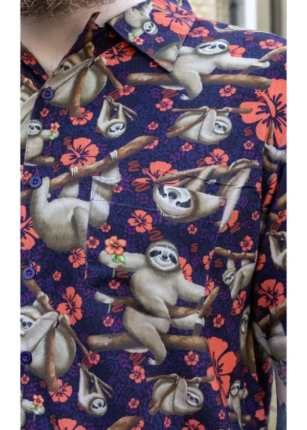 Run & Fly Mens Island Time Sloth Shirt Black