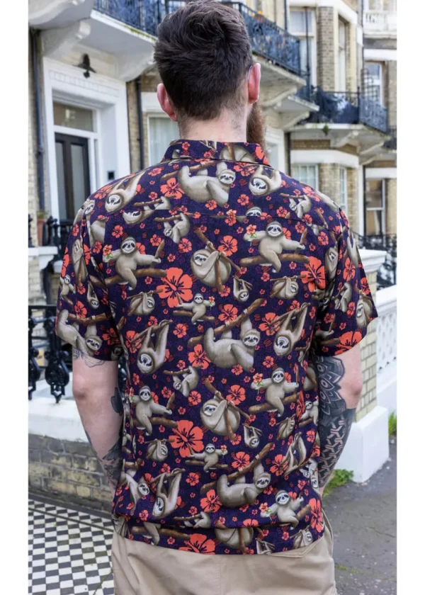 Run & Fly Mens Island Time Sloth Shirt Black