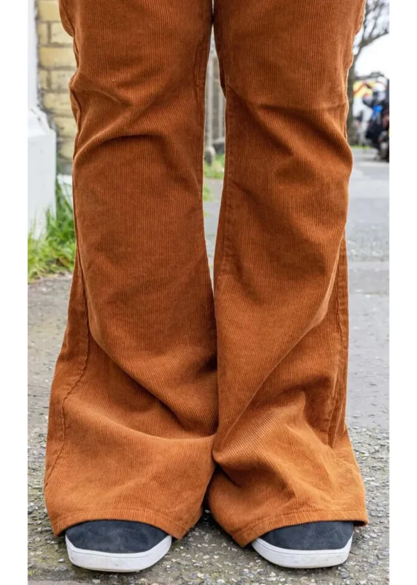 Run & Fly Mens Originals Corduroy Bootcut 70's Flare Trousers Tobacco