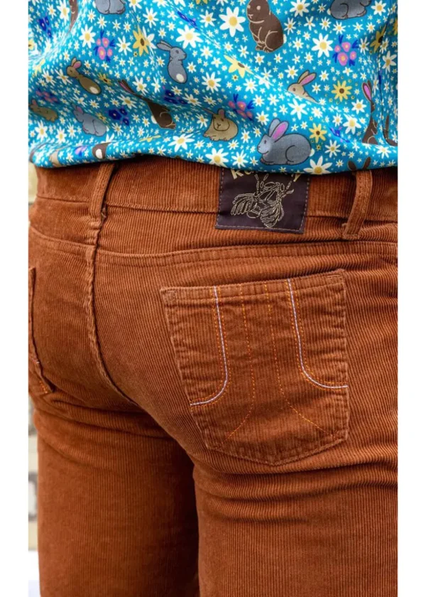 Run & Fly Mens Originals Corduroy Bootcut 70's Flare Trousers Tobacco