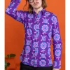 Run & Fly Mens Retro Floral 70's Shirt Purple