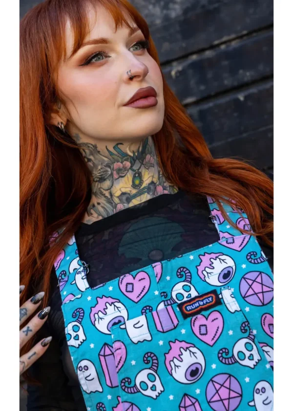 Run & Fly Pretty Spooky Dungarees Blue