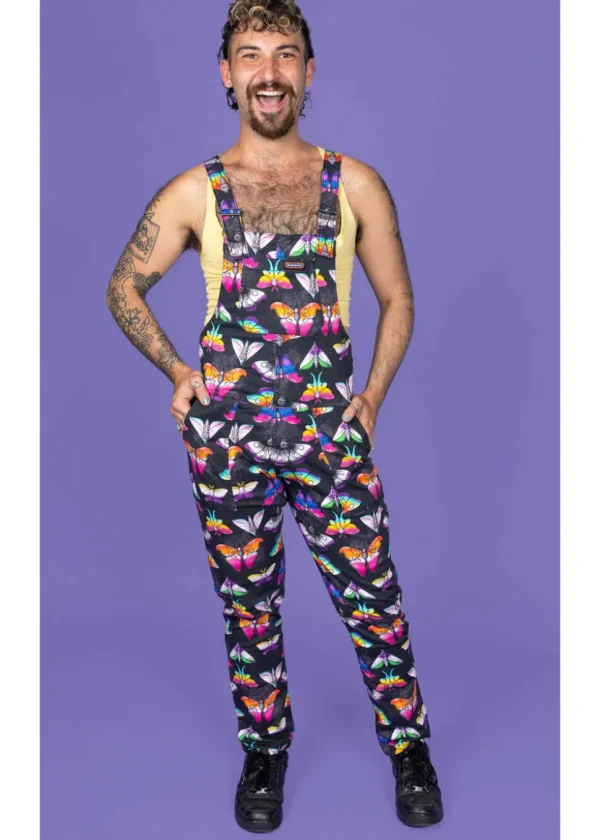Run & Fly Pride Moths 70's Dungarees Black