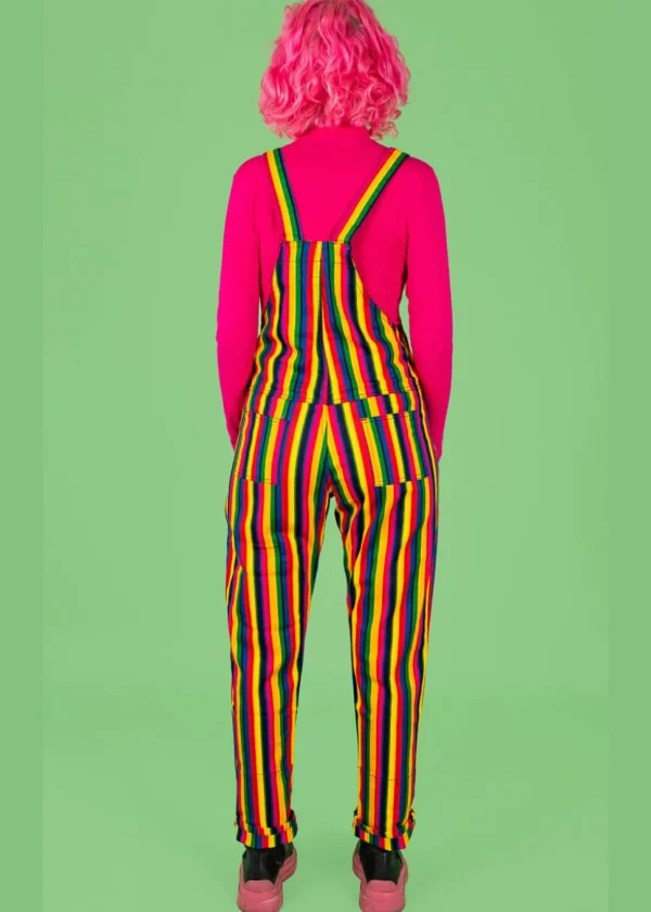 Run & Fly Rainbow Stripe 70's Dungarees Multi