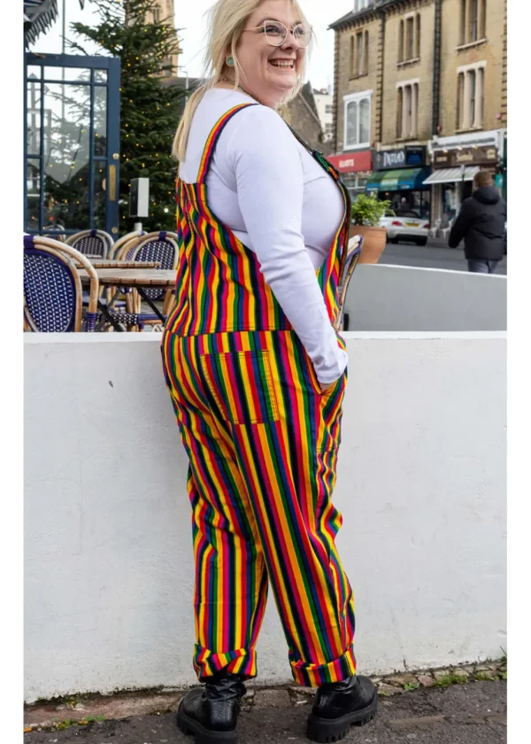 Run & Fly Rainbow Stripe 70's Dungarees Multi