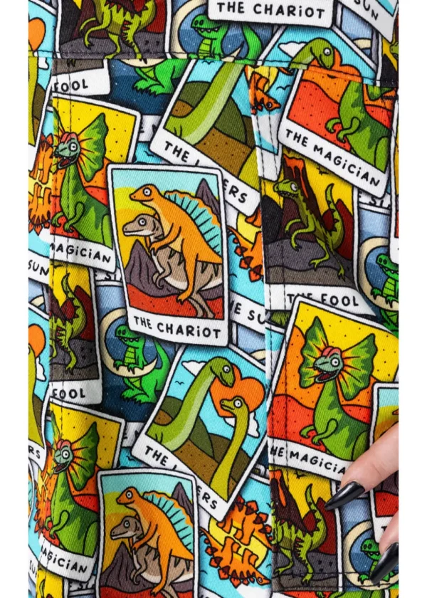 Run & Fly Tarot Dinosaurs Pinafore 70's Dress Multi