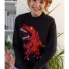 Run & Fly T-Rex Dino Roar 60's Jumper Black
