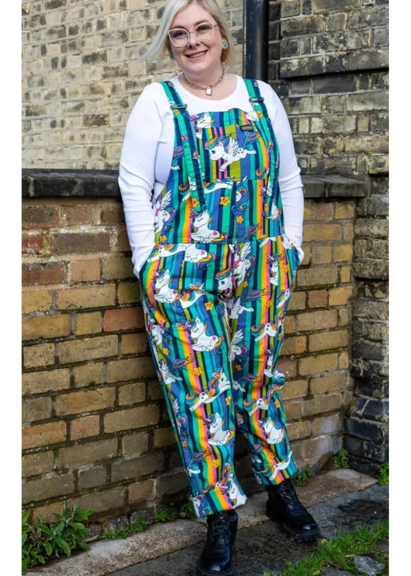 Run & Fly Unicorn Stripe 70's Dungarees Multi