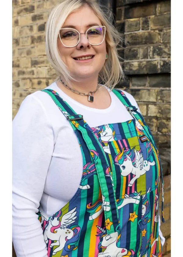 Run & Fly Unicorn Stripe 70's Dungarees Multi