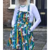 Run & Fly Unicorn Stripes Pinafore 70's Swing Dress Multi