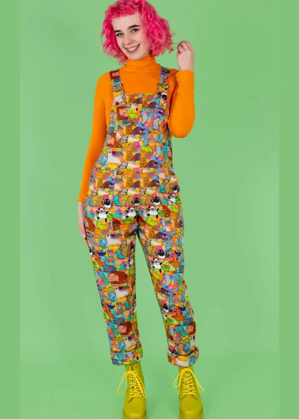 Run & Fly Weird & Wonderful 70's Dungarees Multi
