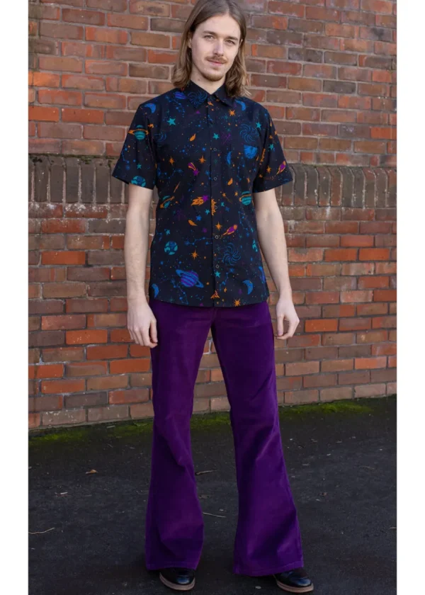 Run & Fly Men's Corduroy 70's Flare Pants Purple