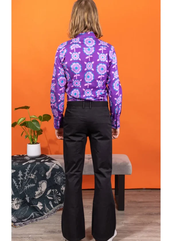 Run & Fly Men's Presley 70's Flare Bell Bottom Pants Black