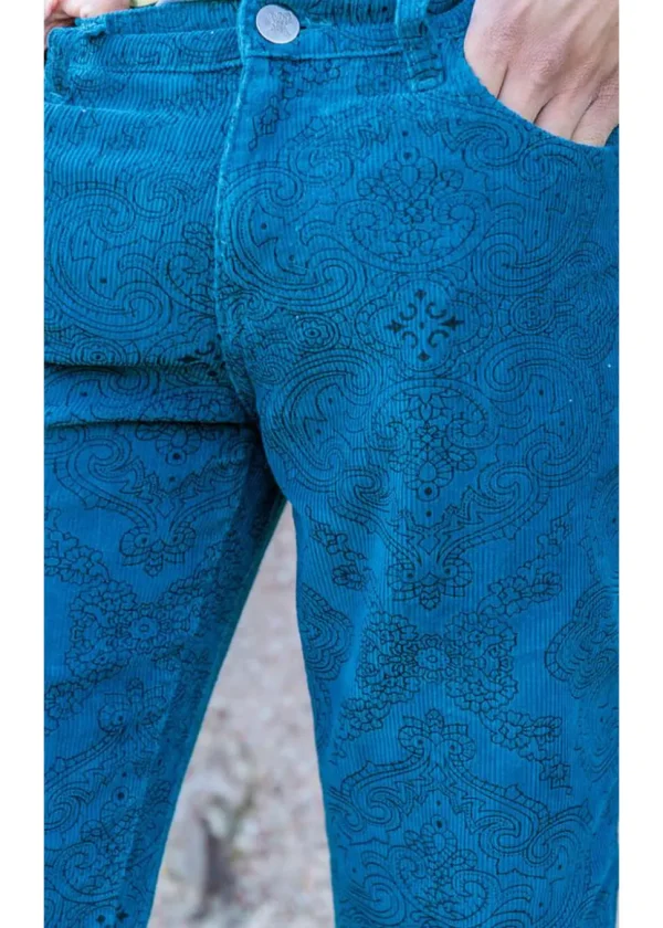 Run and Fly Mens Hendrix Corduroy 70's Flare Trousers Ink Blue