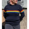 Run and Fly Rainbow Vibe 70's Jumper Navy Blue