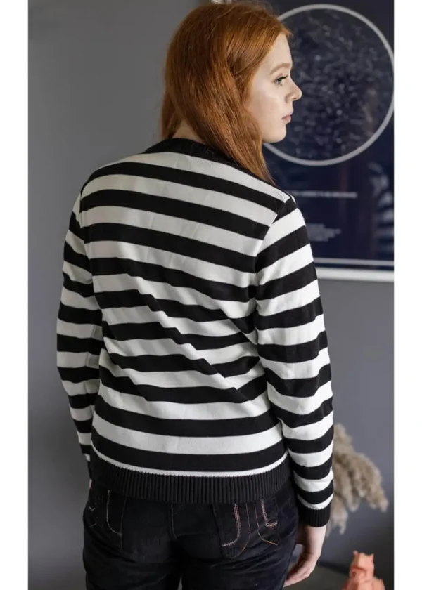 Run and Fly Retro Striped 70's Jumper Black White