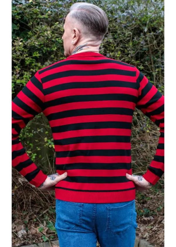 Run and Fly Retro Striped 70's Jumper Black Red