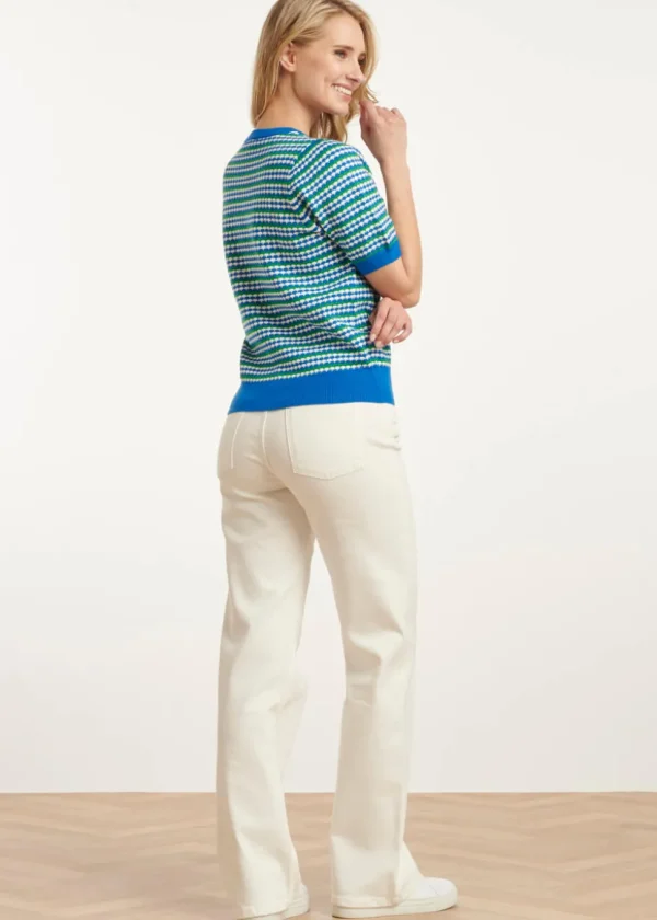 Smashed Lemon Cool Down Knitted Top Blue Green