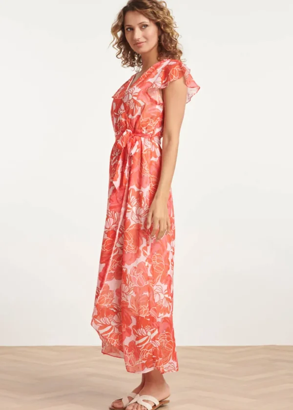 Smashed Lemon Florals Forward 70's Floral Dress Pink