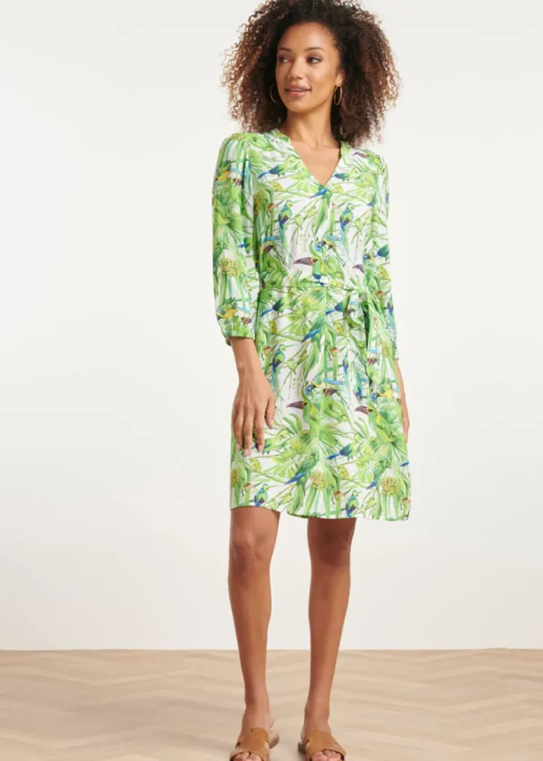 Smashed Lemon Parrots Talking 70's Dress White