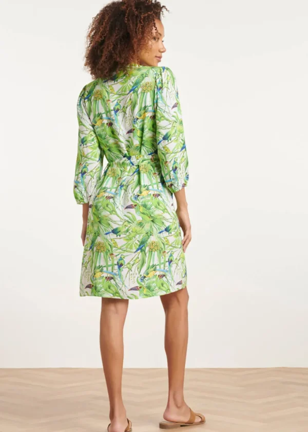 Smashed Lemon Parrots Talking 70's Dress White