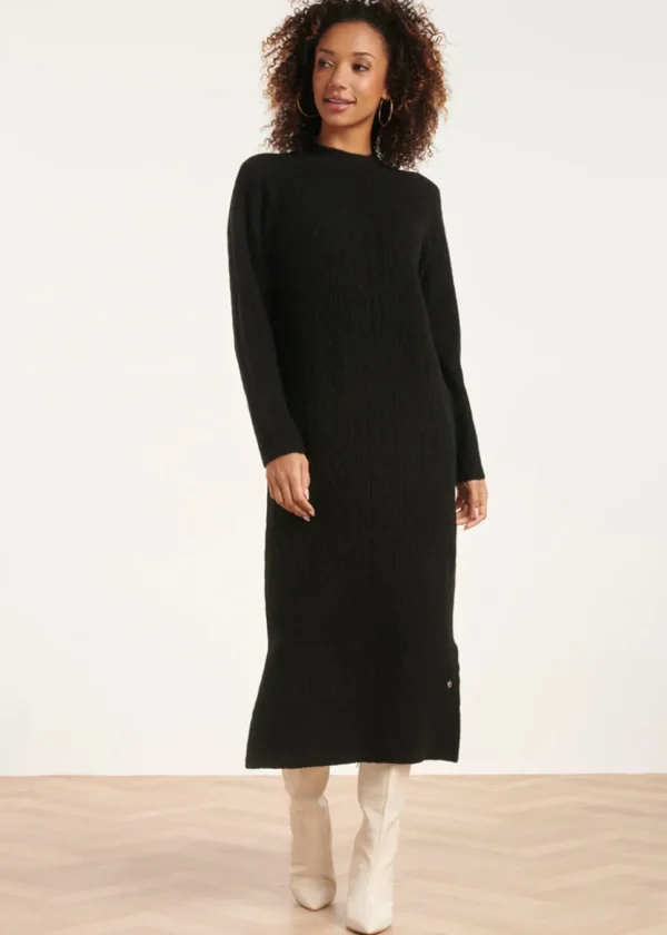 Smashed Lemon Warm Hug 60's Midi Dress Black