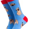 Soctopus Pug Shots Dog Socks Blue