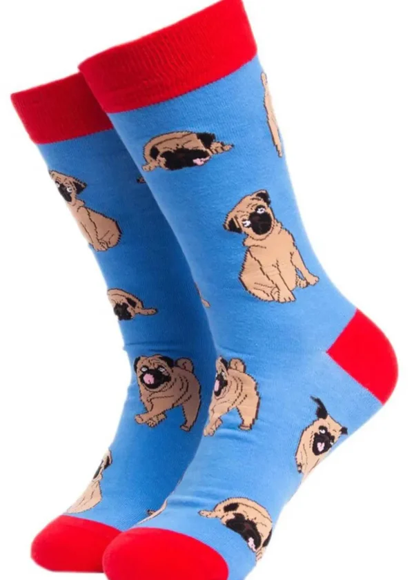 Soctopus Pug Shots Dog Socks Blue