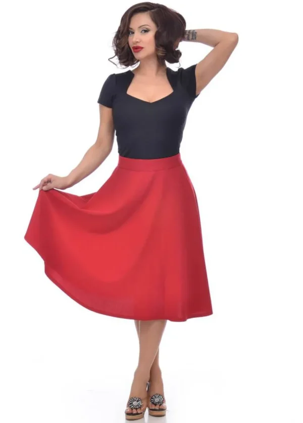Steady Clothing High Waist Thrills 50's Swing Skirt Red