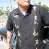 Steady Clothing Men Multi Pin-Up Panel Shirt Black