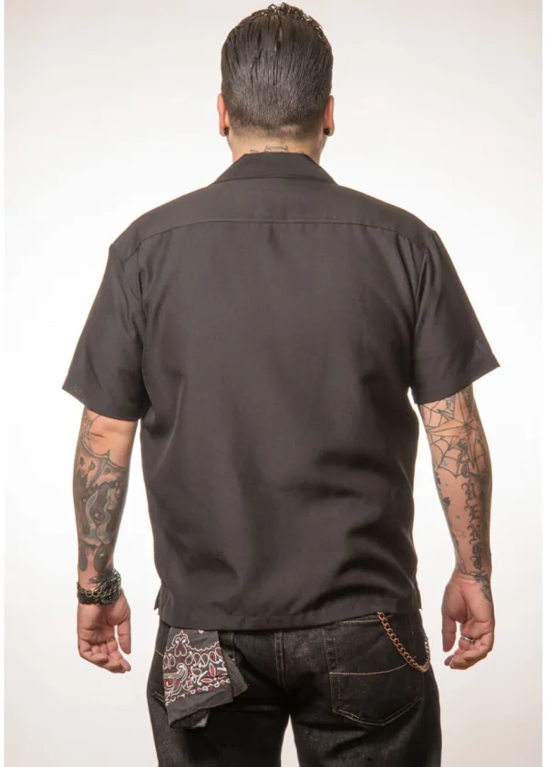 Steady Clothing Mens Leopard Panel Button Up Shirt Black