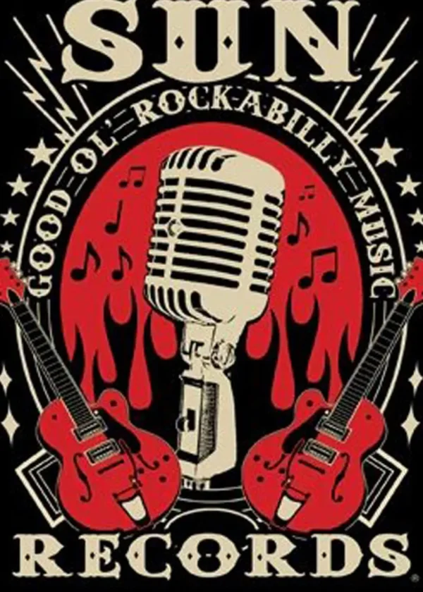 Steady Clothing Mens Sun Records Rockabilly Music T-Shirt Black