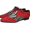 Steelground Beat Zebra Suede Leather 50's Shoes Red White