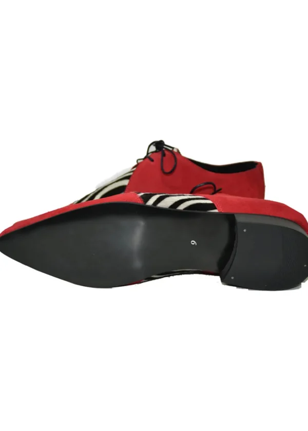 Steelground Beat Zebra Suede Leather 50's Shoes Red White