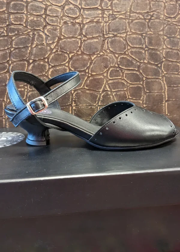 Steelground Hylda Leather 50's Sandals Pumps Black