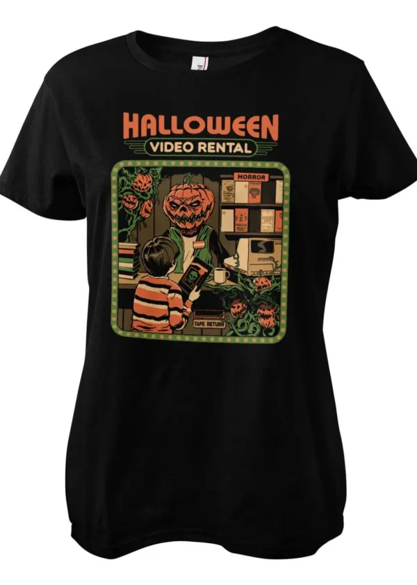 Steven Rhodes Halloween Video Rental Girly T-Shirt Black