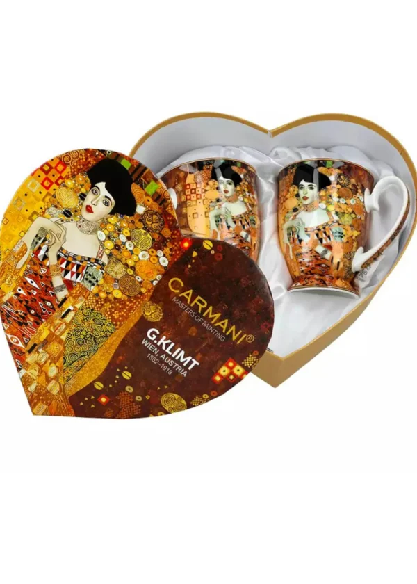 Succubus Art Klimt Adele Bloch-Bauer Heart Set of 2 Mugs Blue