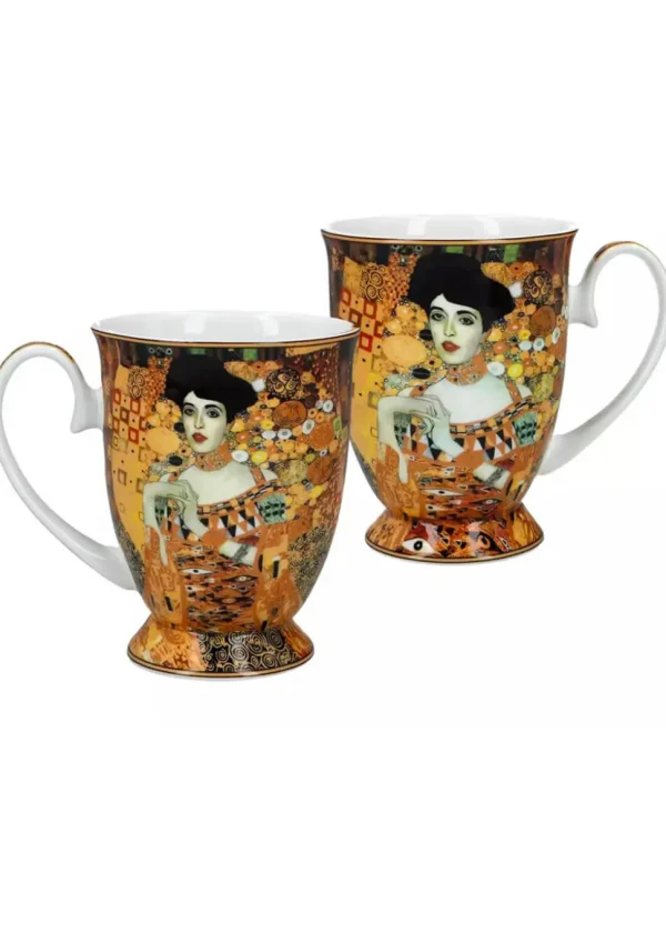 Succubus Art Klimt Adele Bloch-Bauer Heart Set of 2 Mugs Blue