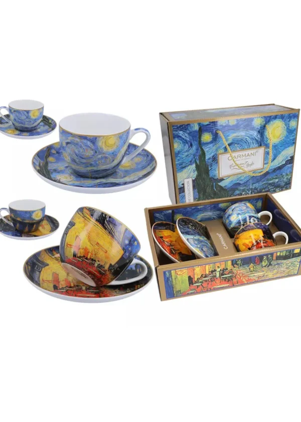 Succubus Art van Gogh Starry Night Set of 2 Cups And Saucers
