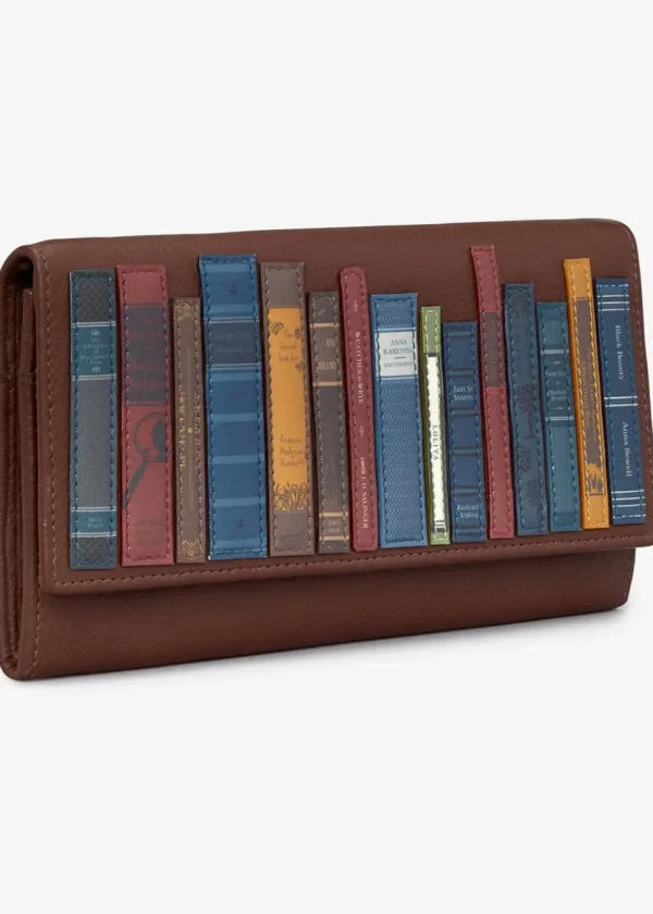 Succubus Bags Books Bookworm Library Flap Over Leather Wallet Brown