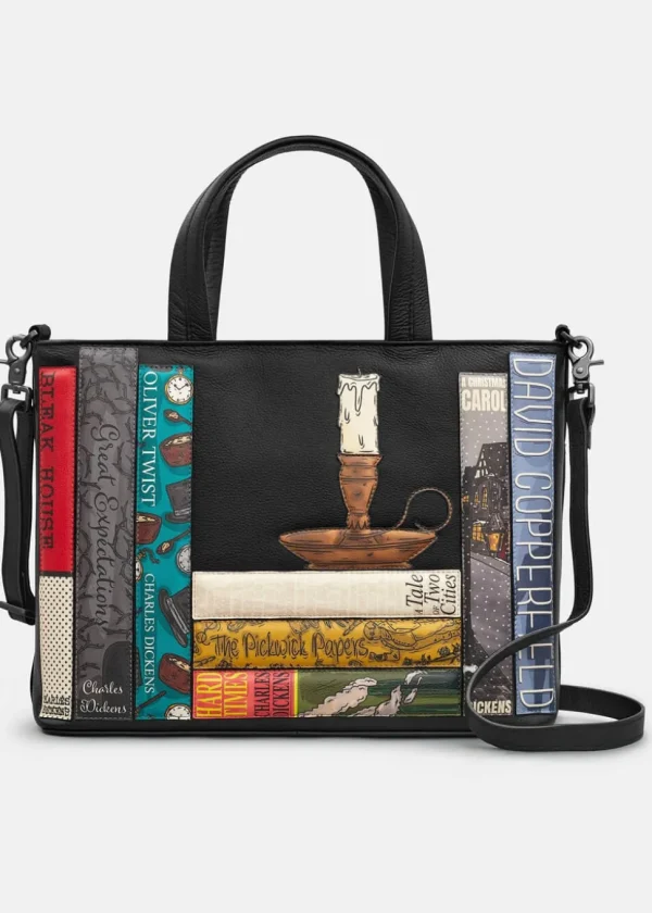Succubus Bags Books Charles Dickens Bookworm Leather Grab Bag Black
