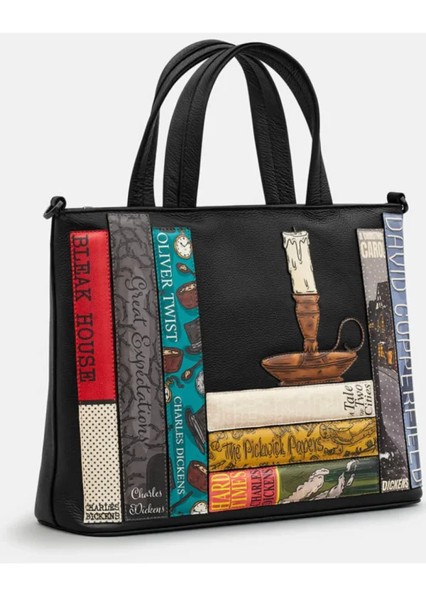 Succubus Bags Books Charles Dickens Bookworm Leather Grab Bag Black