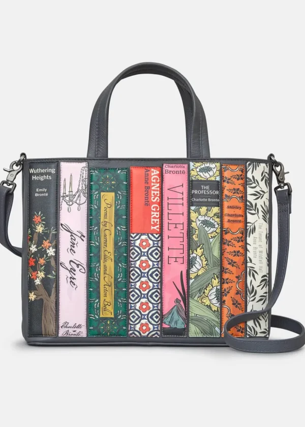 Succubus Bags Books Emily Bronte Bookworm Leather Grab Bag Grey