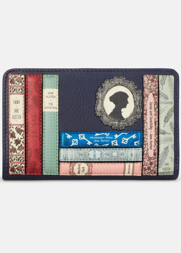 Succubus Bags Books Jane Austen Bookworm Leather Zip Around Wallet Navy