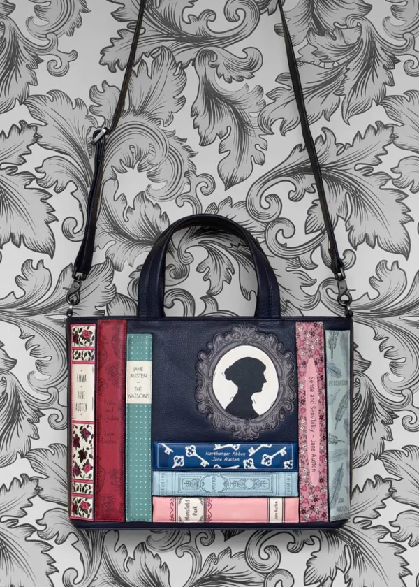Succubus Bags Books Jane Austen Bookworm Leather Grab Bag Navy