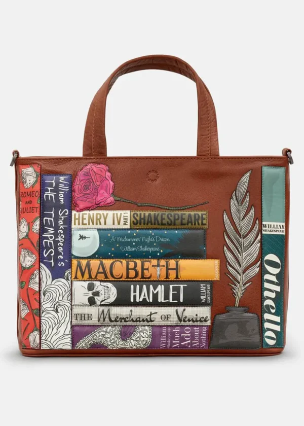 Succubus Bags Books Shakespeare Bookworm Leather Grab Bag Brown